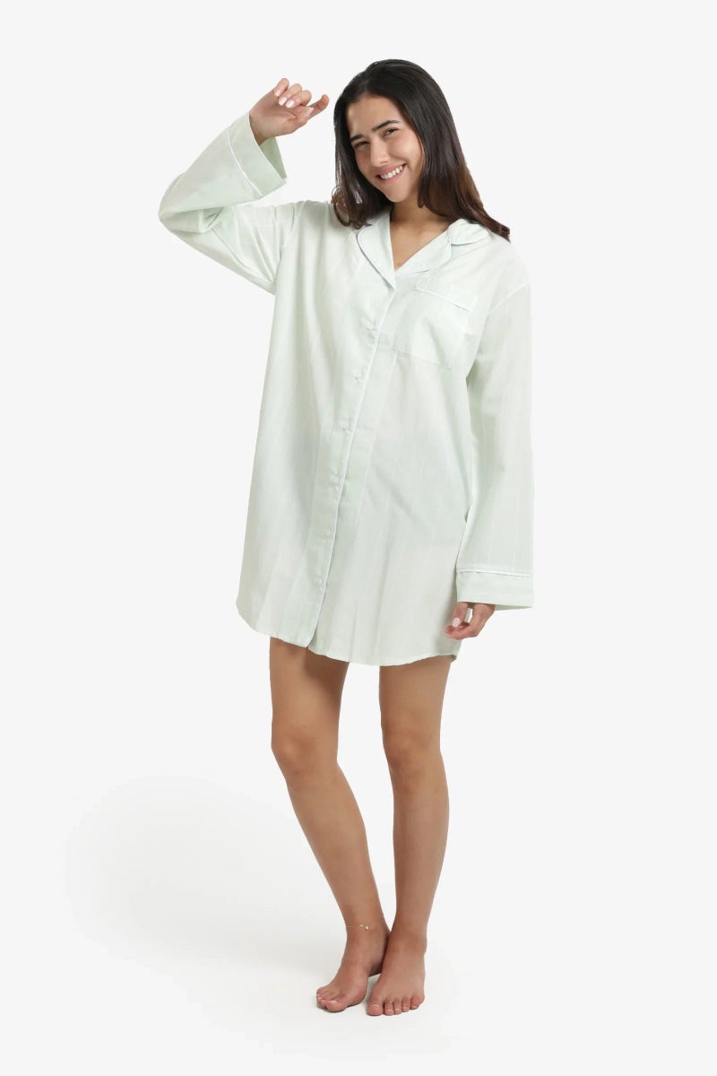 Carina Cozy Cotton Striped Nightgown - Image 1